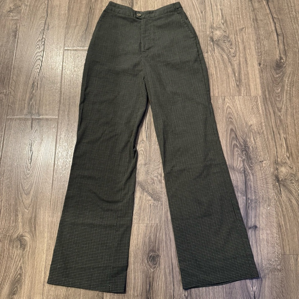 John Galt Brandy Melville Green Plaid Pants adjustable waist size 26 women - Picture 6 of 11